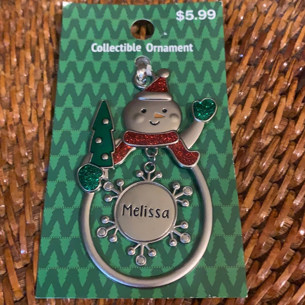 🌸 $3 if bundled MELISSA Engraved Collectible Snowman Christmas Ornament GANZ